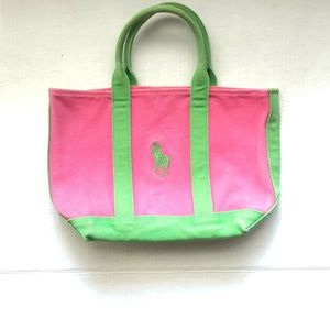 Ralph Lauren Pink and Green Tote Bag